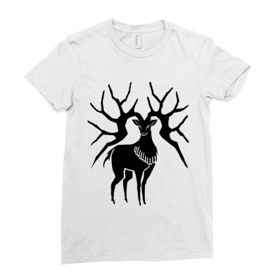 Golden Deer Horn Ladies Fitted T-shirt Designed By Ringgoku