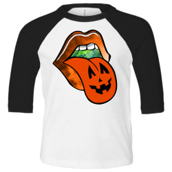 lips with tongue out pumkin halloween Toddler 3/4 Sleeve Tee | Artistshot