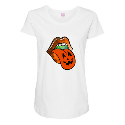 lips with tongue out pumkin halloween Maternity Scoop Neck T-shirt | Artistshot