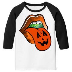 lips with tongue out pumkin halloween Youth 3/4 Sleeve | Artistshot