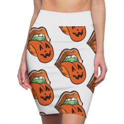 lips with tongue out pumkin halloween Pencil Skirts | Artistshot
