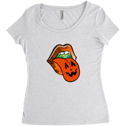 lips with tongue out pumkin halloween Women's Triblend Scoop T-shirt | Artistshot