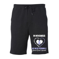 Stomach Cancer Awareness T  Shirt In November We Wear Periwinkle Stoma Fleece Short | Artistshot