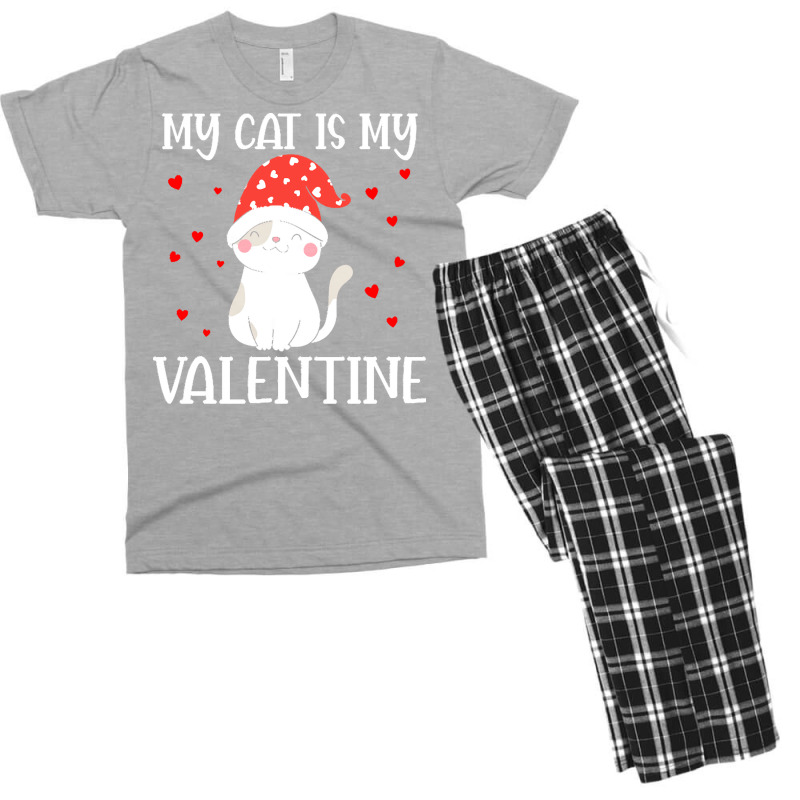 My Cat Is My Valentine Cat Lover T  Shirtmy Cat Is My Valentine Day Lo Men's T-shirt Pajama Set | Artistshot