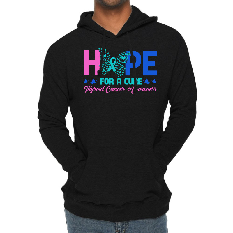 Thyroid Cancer T  Shirt Hope For A Cure Thyroid Cancer Awareness Butte Lightweight Hoodie by rico96716 | Artistshot