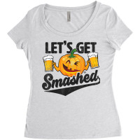 Lets Get Smashed Funny Pumpkin Beer Halloween T Shirt Women's Triblend Scoop T-shirt | Artistshot