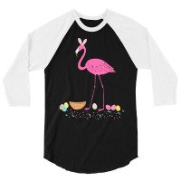 Pretty Easter Flamingo With Easter T  Shirt Easter Flamingo Easter Bun 3/4 Sleeve Shirt | Artistshot