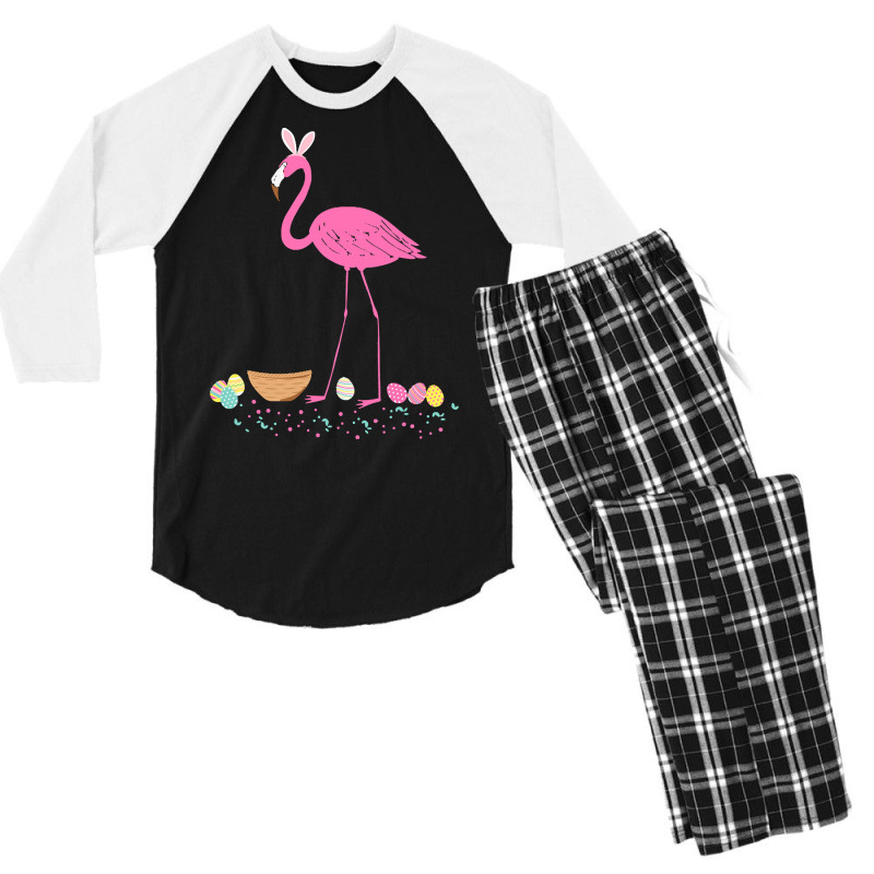 Pretty Easter Flamingo With Easter T  Shirt Easter Flamingo Easter Bun Men's 3/4 Sleeve Pajama Set | Artistshot