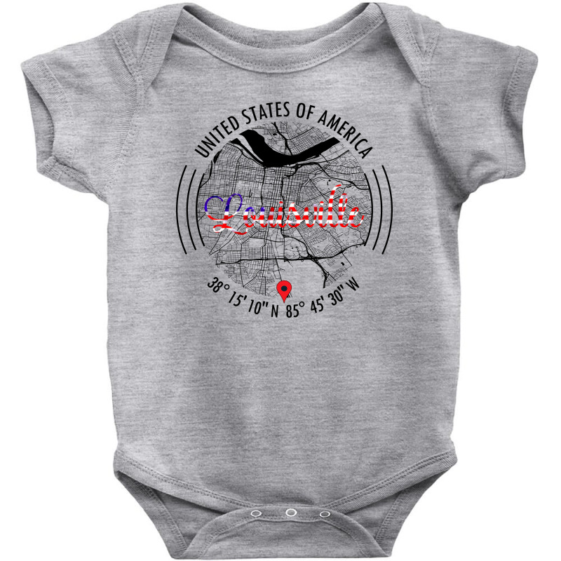 Louisville Usa Road Map Art - Earth Tones Baby Bodysuit | Artistshot