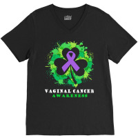 Vaginal Cancer Awareness T  Shirt Vaginal Cancer  Awareness Ribbon Sha V-neck Tee | Artistshot