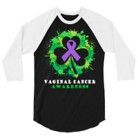 Vaginal Cancer Awareness T  Shirt Vaginal Cancer  Awareness Ribbon Sha 3/4 Sleeve Shirt | Artistshot