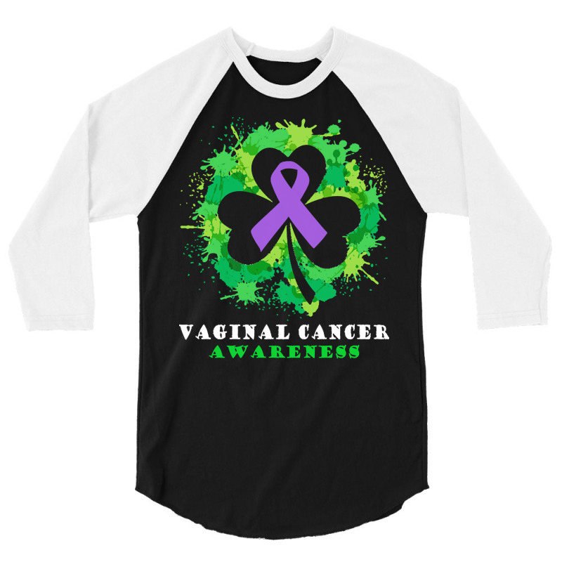 Vaginal Cancer Awareness T  Shirt Vaginal Cancer  Awareness Ribbon Sha 3/4 Sleeve Shirt by rico96716 | Artistshot