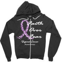 Vaginal Cancer Awareness T  Shirt Vaginal Cancer Awareness Faith Over Zipper Hoodie | Artistshot