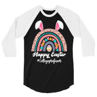 Teaching Easter Egg School Student T  Shirt Happy Easter Rainbow Leopa 3/4 Sleeve Shirt | Artistshot