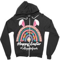 Teaching Easter Egg School Student T  Shirt Happy Easter Rainbow Leopa Zipper Hoodie | Artistshot