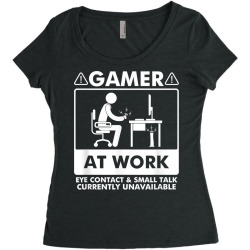gamer at work eye contact small talk currently unavailable t shirt Women's Triblend Scoop T-shirt | Artistshot