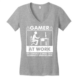 gamer at work eye contact small talk currently unavailable t shirt Women's V-Neck T-Shirt | Artistshot