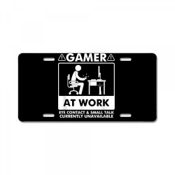 gamer at work eye contact small talk currently unavailable t shirt License Plate | Artistshot