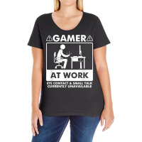 Gamer At Work Eye Contact Small Talk Currently Unavailable T Shirt Ladies Curvy T-shirt | Artistshot
