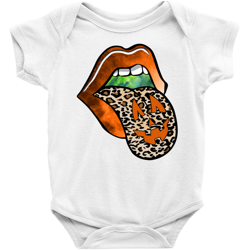 Lips Leopard Pumpkin Halloween Baby Bodysuit by autlu2024 | Artistshot