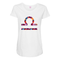 Libra Symbol Floral Maternity Scoop Neck T-shirt | Artistshot