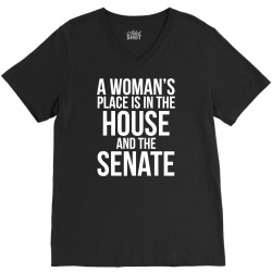 funny a womans place is in the house V-Neck Tee | Artistshot