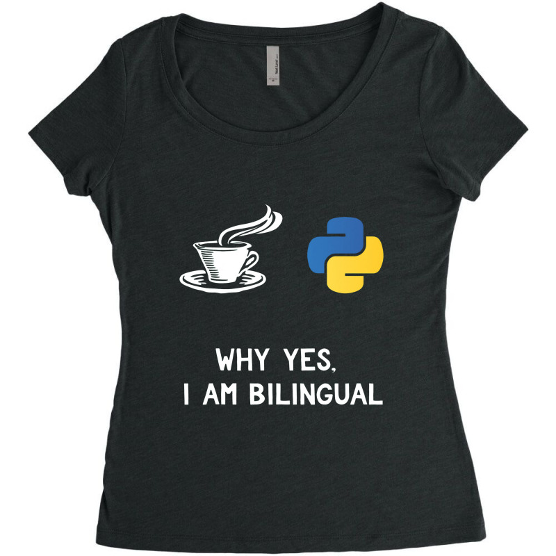 Funny Python Java Programmer Bilingual Coder Gift Tee Women's Triblend Scoop T-shirt by irhamtsani | Artistshot