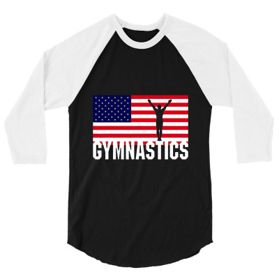 Gymnastics With Usa Flag (male Gymnast) 3/4 Sleeve Shirt Designed By Irhamtsani