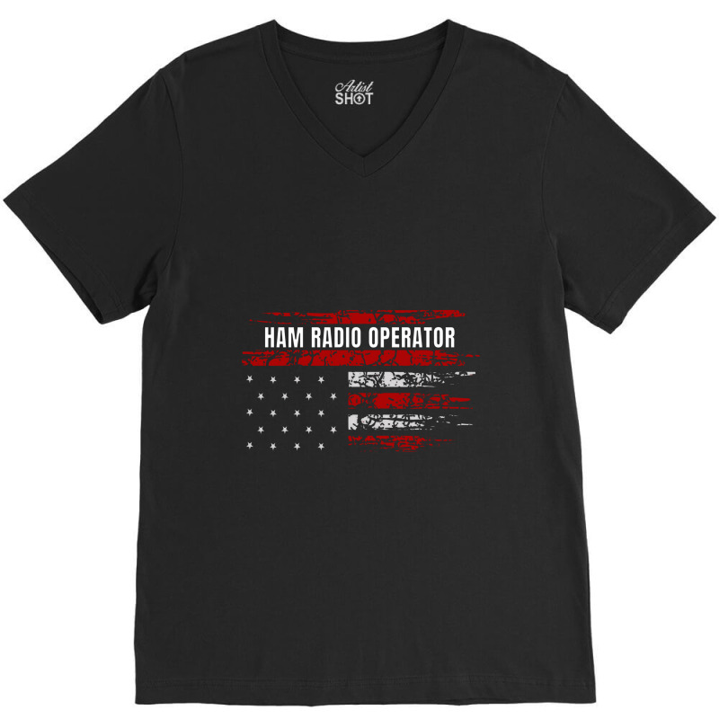 Ham Radio Operator American Usa Flag Amateur Radio V-Neck Tee by irhamtsani | Artistshot