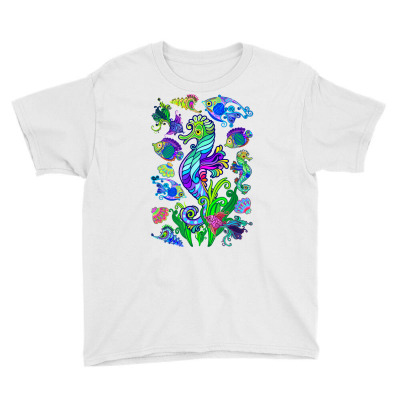 Marine Biologist Ocean Life Drawing Seahorse T Shirt Youth Tee Designed By Stacychey