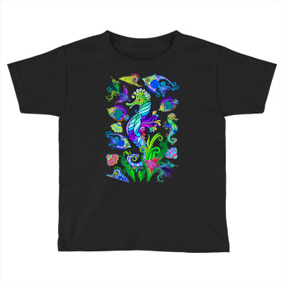Marine Biologist Ocean Life Drawing Seahorse T Shirt Toddler T-shirt Designed By Stacychey
