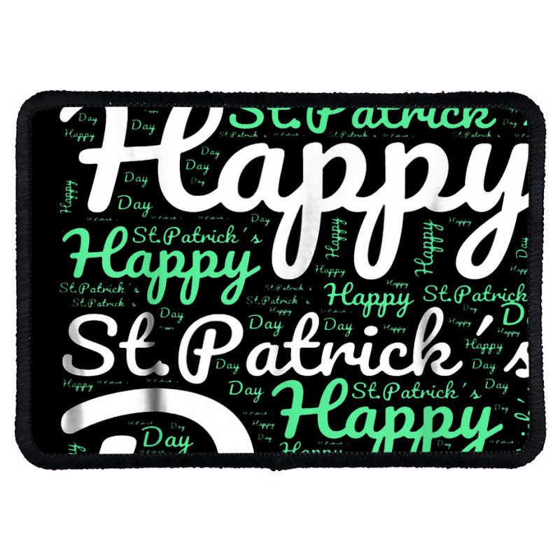 Happy St Patricks Day Wordart Rectangle Patch | Artistshot