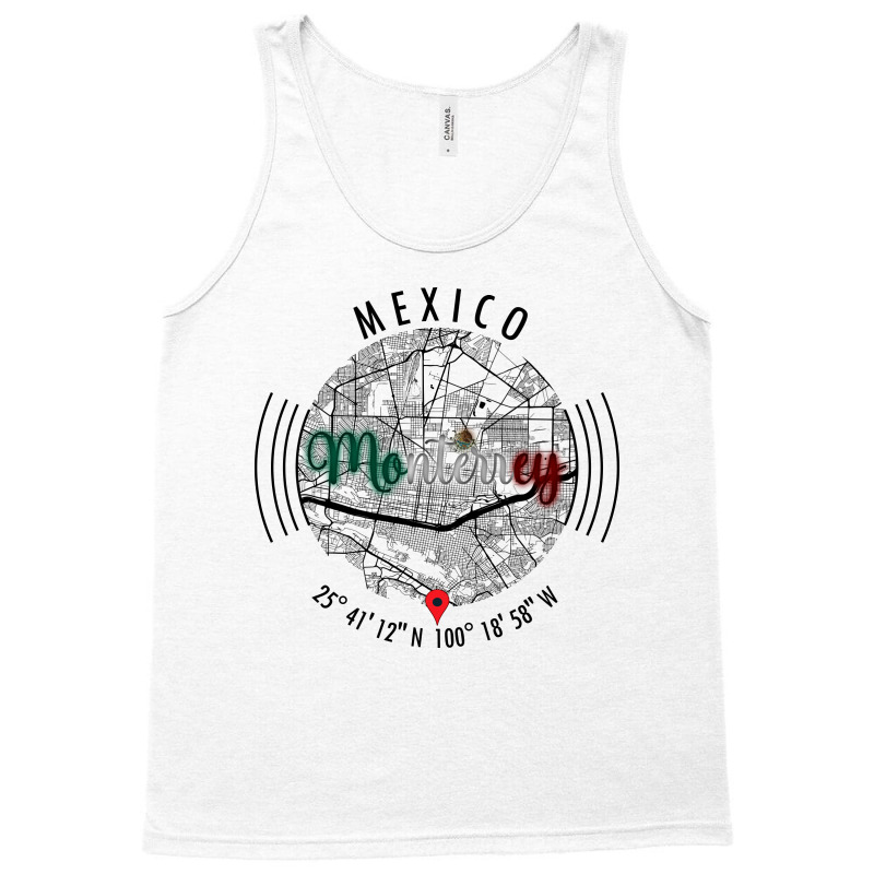 Monterrey Mexico Road Map Art - Earth Tones Tank Top | Artistshot