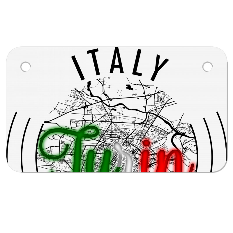 Turin Italy Road Map Art - Earth Tones Motorcycle License Plate | Artistshot