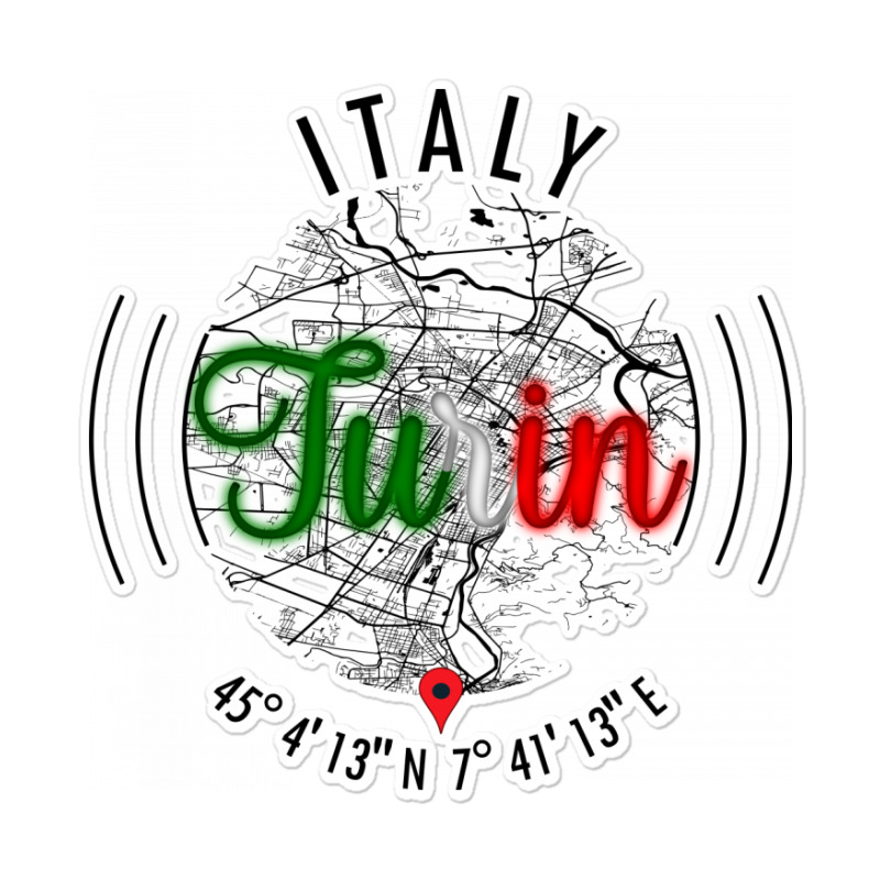 Turin Italy Road Map Art - Earth Tones Sticker | Artistshot