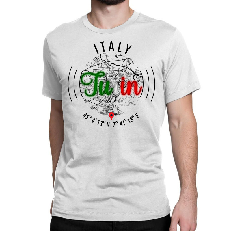 Turin Italy Road Map Art - Earth Tones Classic T-shirt | Artistshot