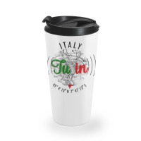 Turin Italy Road Map Art - Earth Tones Travel Mug | Artistshot