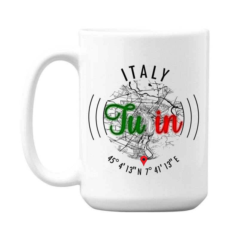 Turin Italy Road Map Art - Earth Tones 15 Oz Coffee Mug | Artistshot