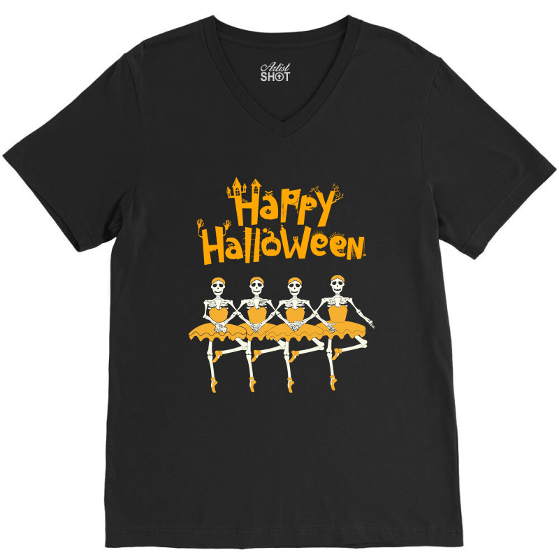 Happy Halloween Ballerinas Ballet Dancers V-neck Tee | Artistshot