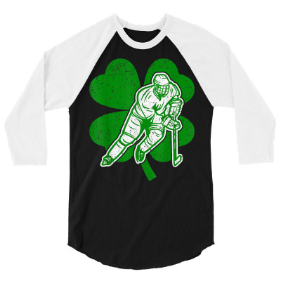 Ice Hockey Lover Irish Shamrock Hockey St. Patrick's Day T Shirt 3/4 Sleeve Shirt Designed By Kadejahdomenick