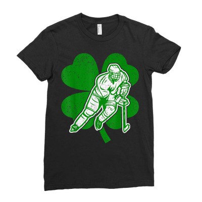 Ice Hockey Lover Irish Shamrock Hockey St. Patrick's Day T Shirt Ladies Fitted T-shirt Designed By Kadejahdomenick