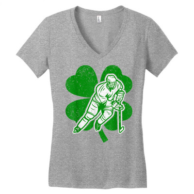 Ice Hockey Lover Irish Shamrock Hockey St. Patrick's Day T Shirt Women's V-neck T-shirt Designed By Kadejahdomenick