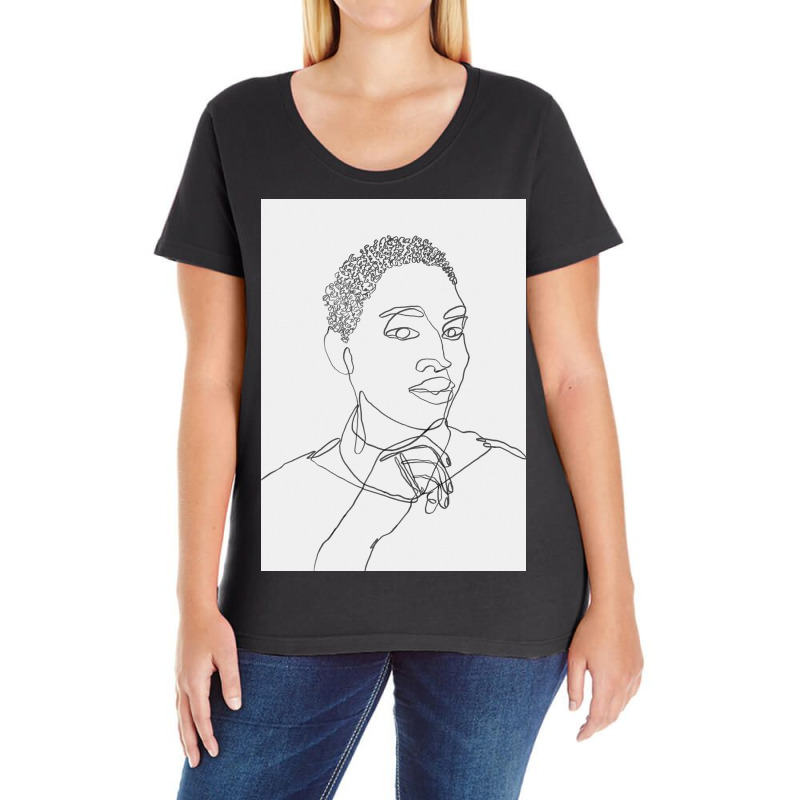 Black Woman One Line Art Ladies Curvy T-Shirt by Doodle Intent | Artistshot