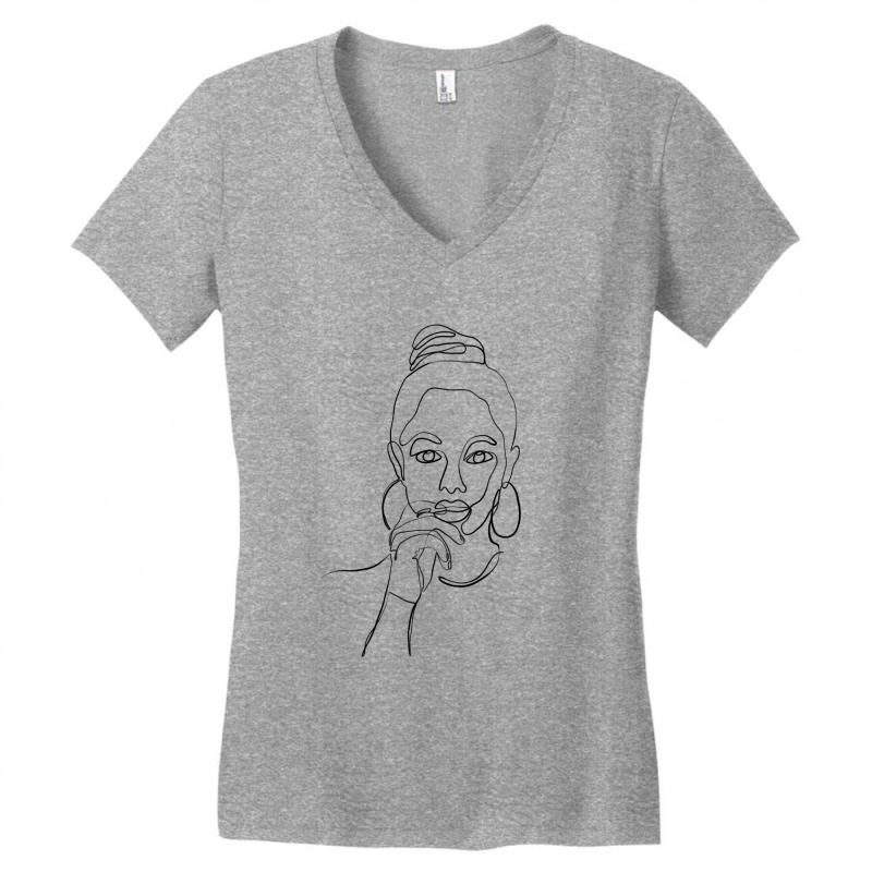 Beautiful Women One Line Art Women's V-Neck T-Shirt by Doodle Intent | Artistshot