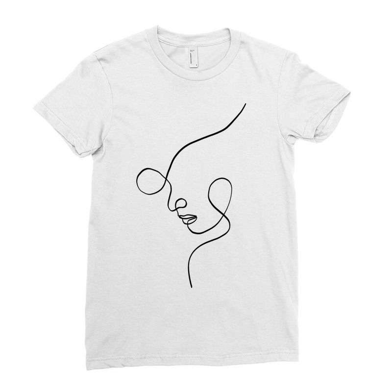 Minimal One Line Art Woman Face Ladies Fitted T-Shirt by Doodle Intent | Artistshot