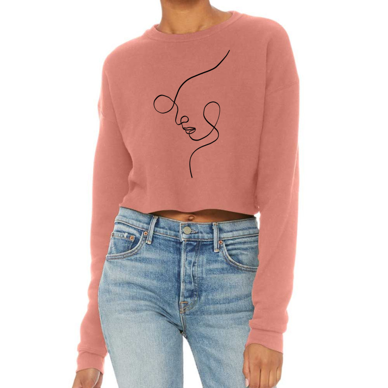 Minimal One Line Art Woman Face Cropped Sweater by Doodle Intent | Artistshot