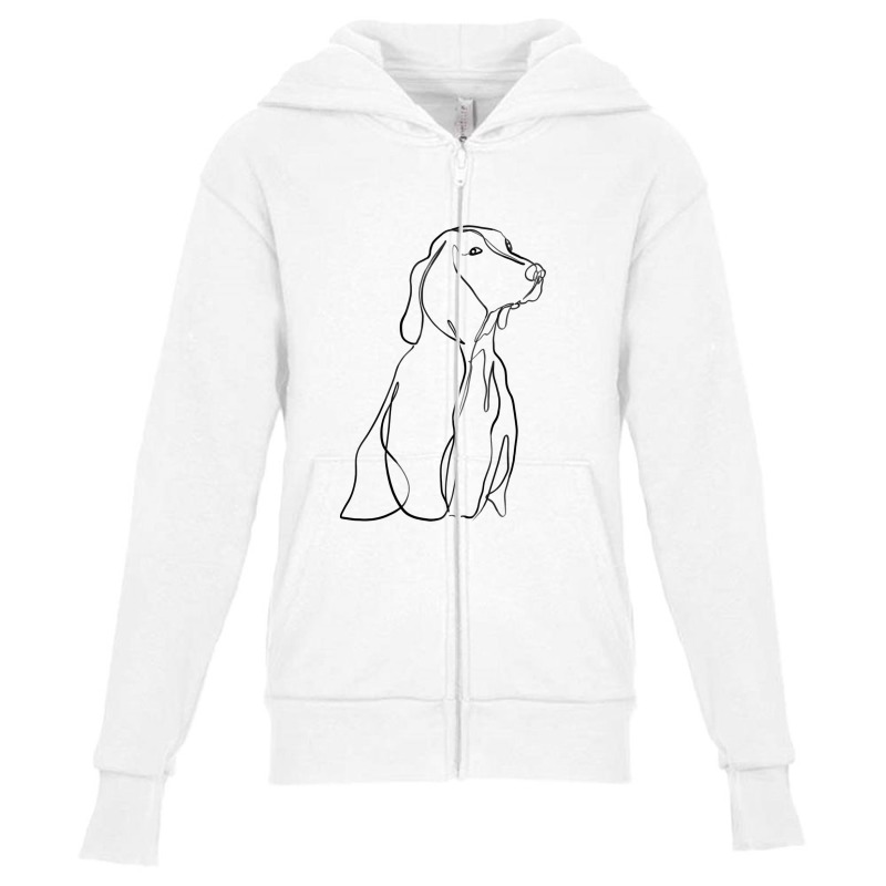 Dog Minimal One Line Art Youth Zipper Hoodie by Doodle Intent | Artistshot