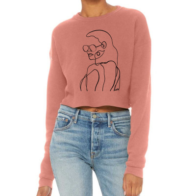 Women Minimalistic One Line Art Cropped Sweater Designed By Doodle Intent