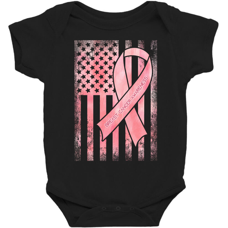 Breast Cancer American Flag Baby Bodysuit by autlu2024 | Artistshot