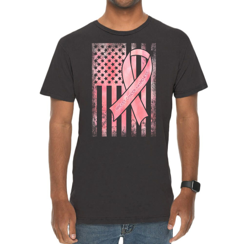 Breast Cancer American Flag Vintage T-Shirt by autlu2024 | Artistshot